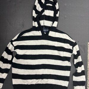 Calvin Klein Jeans Women’s Black & White Striped Hooded Sweatshirt – Size S